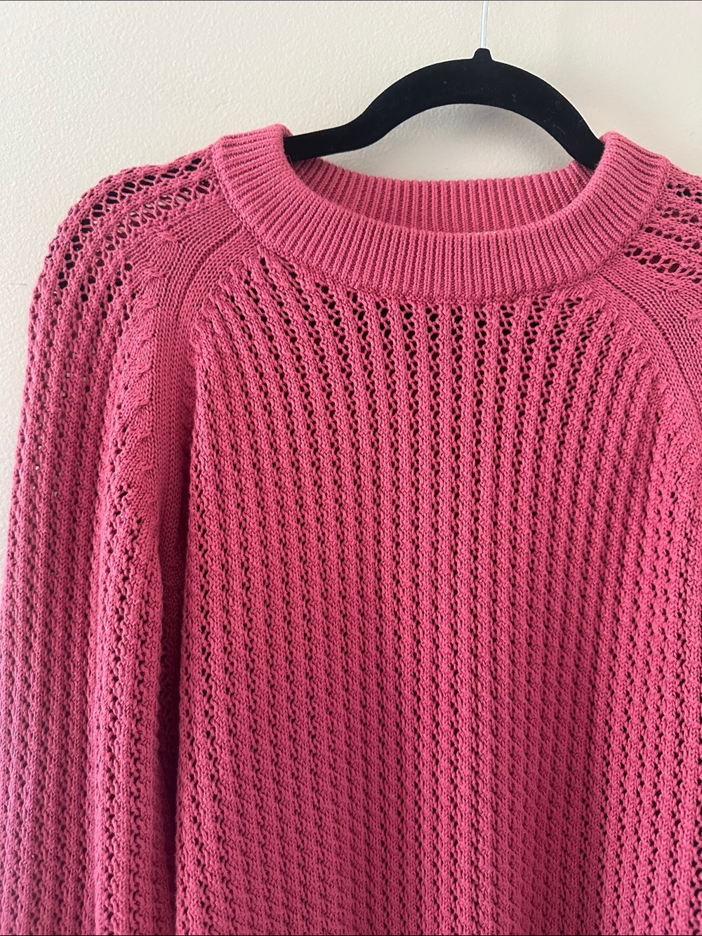 VARLEY Womens Clay Open Stitch Cotton Sweater in Rose Wine Size XS Lightweight - Picture 6 of 11